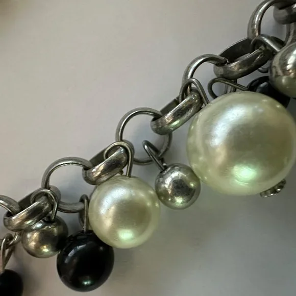 Womens Necklace Jewelry 10.25" Choker Faux Pearl Beads White Black Grey Costume - Picture 7 of 16